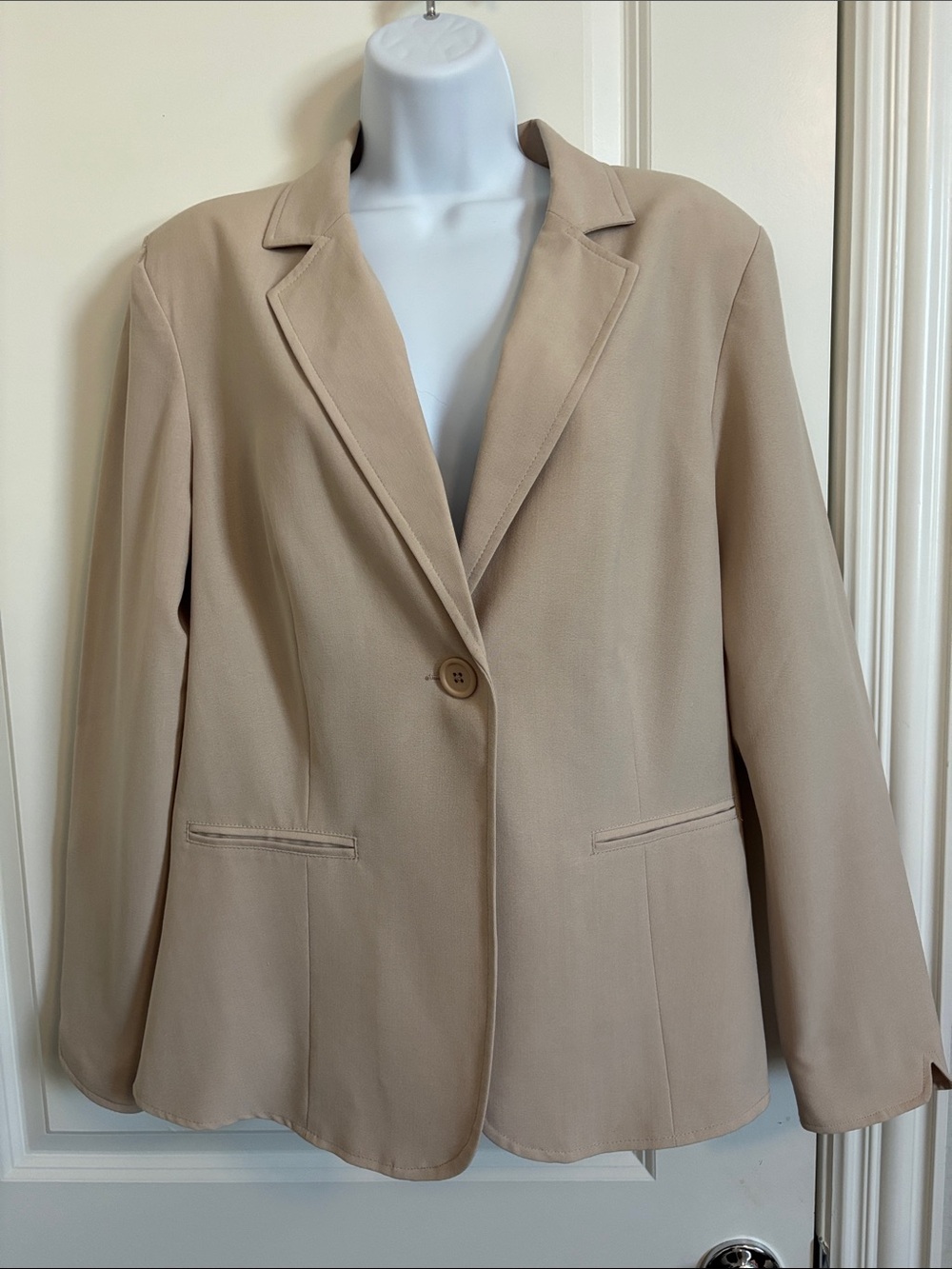 Iman Women's Beige Single-Button Blazer Jacket 12 #59J